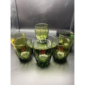 Anchor Hocking Olive Swirl Pattern Highballs